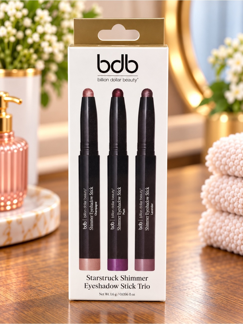 bdb Starstruck Shimmer Eyeshadow Stick Trio — Pink, Purple, Rose Gold